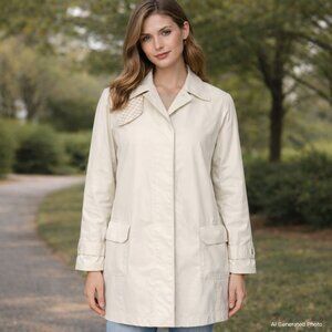 Lauren Ralph Lauren Beige Trench Spring Coat Medium Classic Raincoat Preppy